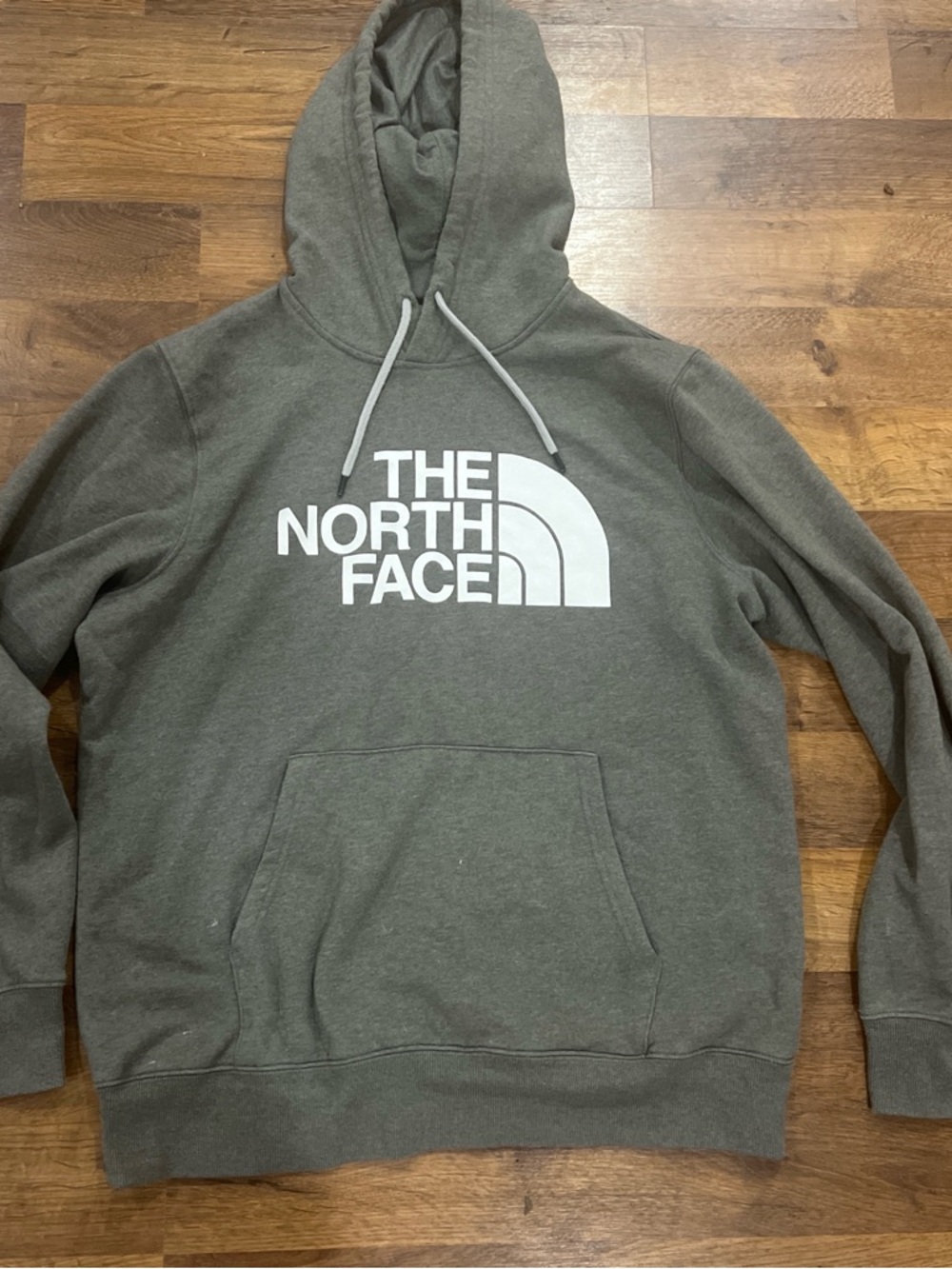 The North Face Grey Pullover Hoodie with White Logo